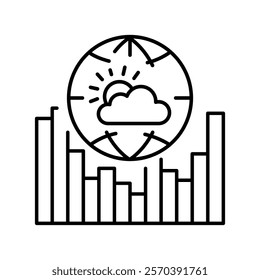 Climate forecast black line icon. Vector isolated element. Editable stroke.