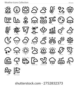 Climate Forecast Sun Rain Cloud Storm Temperature Icon Collection