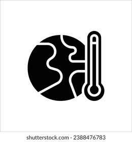 Ilustración de vectores de iconos llenos de calentamiento global climático