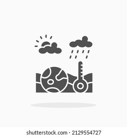Climate with globe rain temperature glyph icon. Can be used for digital product, presentation, print design and more.