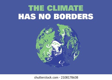 THE CLIMATE HAS NO BORDERS, vector illustration - International climate summit