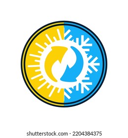 Climate icon. Hot and cold symbol climate change concept. sun and snowflake icon for climate control, difference, climate change, thermometer - temperature index visualization. vector eps10