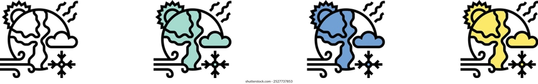 climate icon. Outline, Green, Blue and Yellow Style Design Isolated On White Background