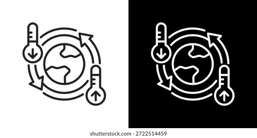 Climate Icon Set. Clean Line Design With Light And Dark Versions For Versatile Use