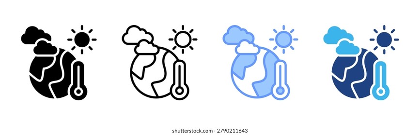 Climate icon set multiple style collection