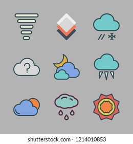 climate icon set. vector set about layers, cloudy, tornado and heat icons set.