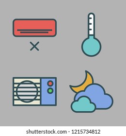 climate icon set. vector set about cloudy, thermometer and air conditioner icons set.