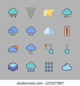 climate icon set. vector set about temperature, polar bear, rain and cloud icons set.
