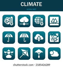 climate icon set. Vector  illustrations related with Global warming, Cloud and Global warming