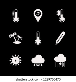 climate icon. climate vector icons set temperature, temperature sun, solar energy and rain and lightning