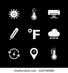 climate icon. climate vector icons set thermometer, air conditioner, beach location and fahrenheit