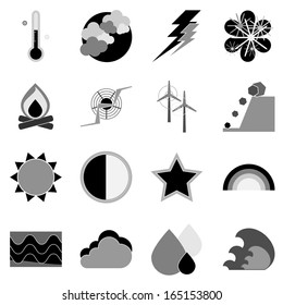 Climate icons on white background, stock vector