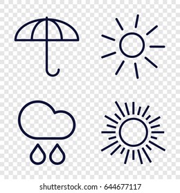 Climate icons set. set of 4 climate outline icons such as sun, rain