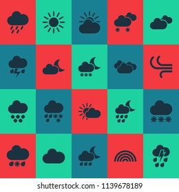 Climate icons set with cloud, sunshine, weather and other sun elements. Isolated vector illustration climate icons.