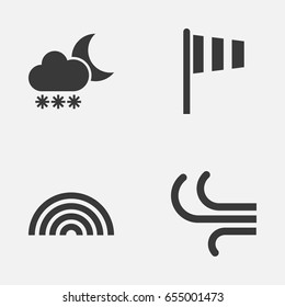 Climate Icons Set. Collection Of Breeze, Night, Flag And Other Elements. Also Includes Symbols Such As Wind, Colors, Night.