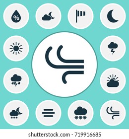Climate Icons Set. Collection Of Haze, Flag, Sun And Other Elements. Also Includes Symbols Such As Sun, Wind, Rain.