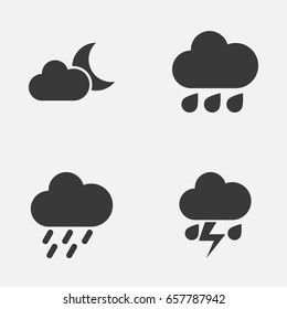 Climate Icons Set. Collection Of Moonlight, Rainy, Douche And Other Elements. Also Includes Symbols Such As Flash, Light, Rainy.