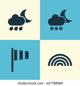 Climate Icons Set. Collection Of Night and Other Elements. 