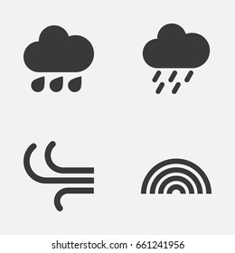 Climate Icons Set. Collection Of Rainy, Breeze, Douche And Other Elements. Also Includes Symbols Such As Shower, Breeze, Rain.