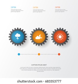 Climate Icons Set. Collection Of Sun, Lightning, Moonlight And Other Elements. Also Includes Symbols Such As Moonlight, Outbreak, Night.
