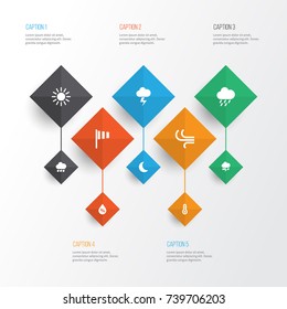Climate Icons Set. Collection Of Temperature, Moon, Moisture And Other Elements. Also Includes Symbols Such As Weather, Drop, Moisture.