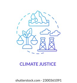 Climate justice blue gradient concept icon. Global warming prevention. Social justice example abstract idea thin line illustration. Isolated outline drawing. Myriad Pro-Bold font used