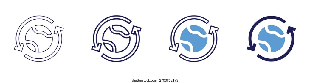 Icono de justicia climática en 4 estilos diferentes. Línea delgada, línea, línea en negrita, duotono. Estilo duotono. Trazo editable.