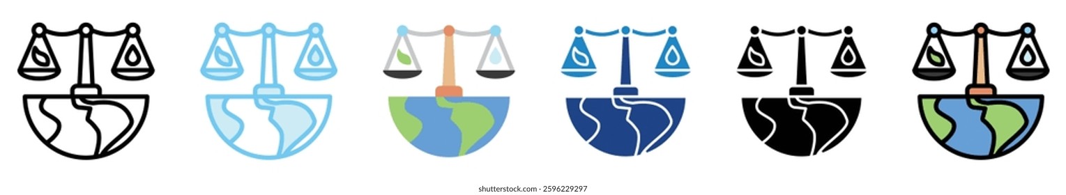 Climate Justice multi style, mini illustration icon set. outline, flat, glyph, line color, UI, UX, app and web, digital or print. related to ecology and environment.
