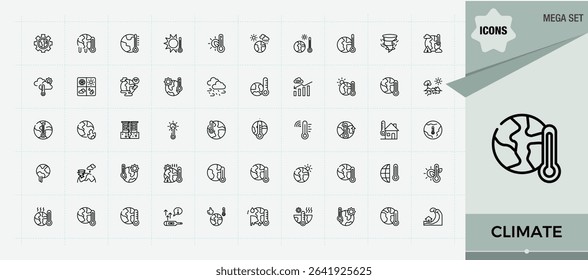 Climate line icon set. Earth icon set. Minimalist icons pack. Related to global, earth, eco, ecology, environment and more. Art and illustration.