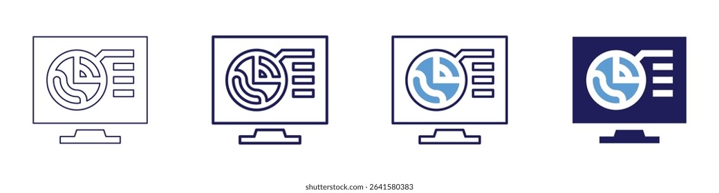 Climate modeling icon in 4 different styles. Thin Line, Line, Bold Line, Duotone. Duotone style. Editable stroke.