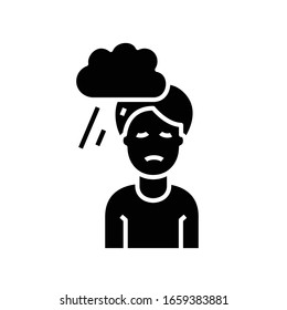 Icono negro de obsesión climática, ilustración conceptual, símbolo plano vectorial, signo de glifo.