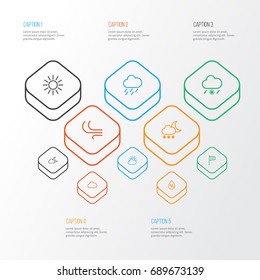 Climate Outline Icons Set. Collection Of Cloud Sky, Cloud, Drizzle And Other Elements. Also Includes Symbols Such As Sunshine, Cloud, Rain.