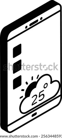 Climate prediction App isometric vector, Artificial general intelligence symbol, Natural Language Processing sign, Machine Deep Learning AI model for accurate global weather forecasting concept