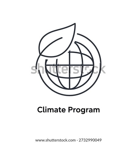 Climate program earth globe with leaf icon for sustainable environmental conservation initiatives