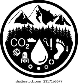 Estrategia de protección del clima: símbolos vectores para la naturaleza y temas ambientales