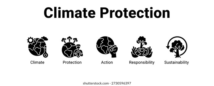 Climate Protection web banner icon vector illustration concept , with icon of Climate, Protection, Action.