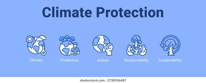 Climate Protection web banner icon vector illustration concept , with icon of Climate, Protection, Action.