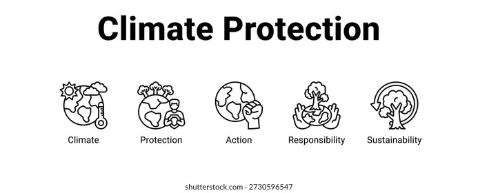 Climate Protection web banner icon vector illustration concept , with icon of Climate, Protection, Action.