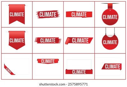 Climate red vector banner illustration isolated on white background