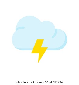 climate related clouds with electric shock or thunderbolt vector in flat style