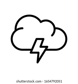 climate related clouds with electric shock or thunderbolt vector in lineal style