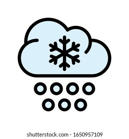 climate related clouds with snowflakes and snow balls drops vector with editable stroke