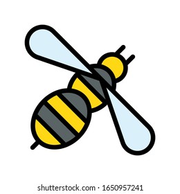 climate related flying bug or honey bee vector with editable stroke