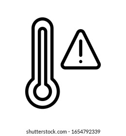 climate related thermometer with stop or warning sign vector in lineal style