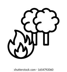 climate related trees with fire or forest fire vector in lineal style