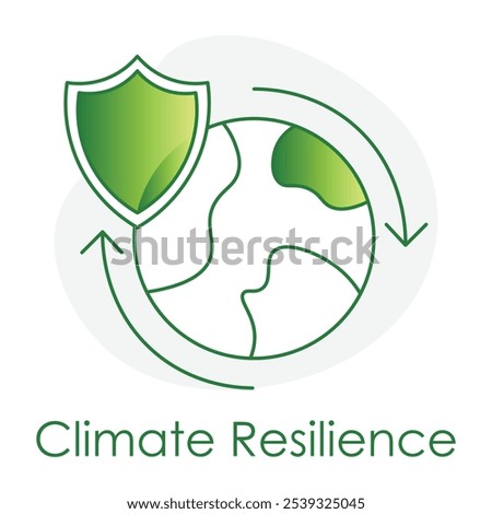 Climate Resilience Icon – Shield with Earth Symbol for Adaptation and Protection.