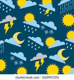 climate sun cloud rain thunderbolt winter snow pattern