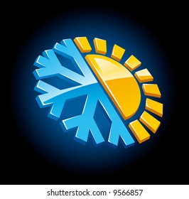 climate symbol icon winter and summer snow and sun vector illustration