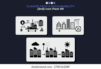 Climate tech and sustainability icon pack for environmental awareness