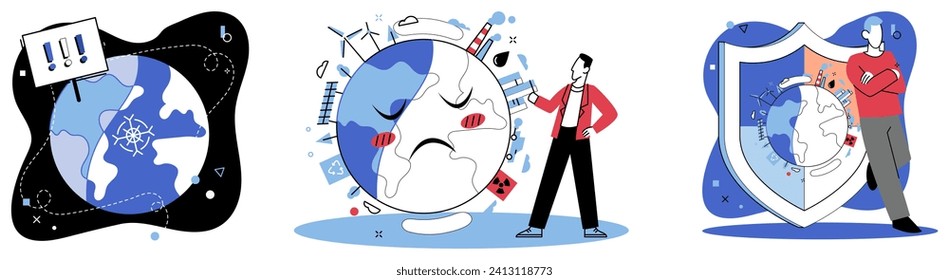 Climate vector illustration. The atmosphere, guardian our climate, requires vigilant protection to prevent environmental degradation Balancing eco systemic scales involves strategic planning